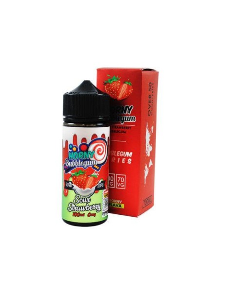 SOUR STRAWBERRY BUBBLEGUM E LIQUID BY HORNY FLAVA 100ML 70VG