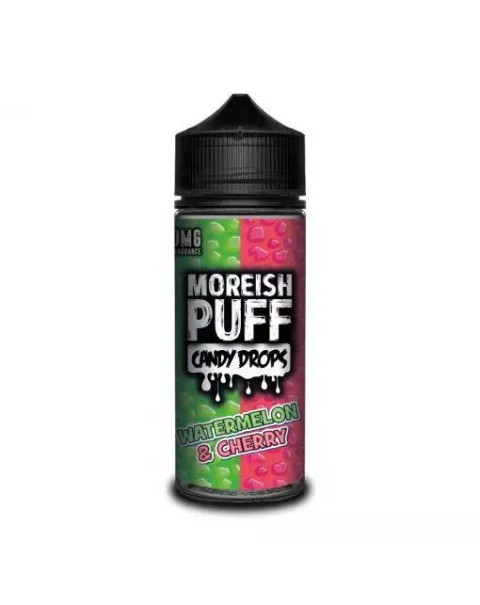 WATERMELON & CHERRY E LIQUID BY MOREISH PUFF - CANDY DROPS 100ML 70VG