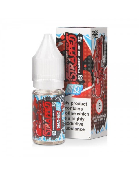 STRAWBERRY SOUR BELT ON ICE NICOTINE SALT E-LIQUID BY STRAPPED