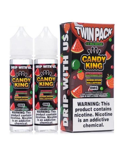 STRAWBERRY WATERMELON E LIQUID BY CANDY KING BUBBLEGUM  (2 X 50ML) 100ML 70VG